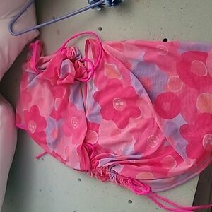 2 piece Hot Pink Barbie like Swim cover up